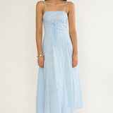 Shaye Embroidery Insert Maxi Dress Blue
