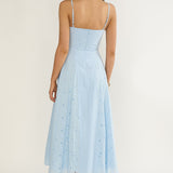 Shaye Embroidery Insert Maxi Dress Blue