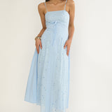 Shaye Embroidery Insert Maxi Dress Blue