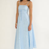 Shaye Embroidery Insert Maxi Dress Blue