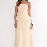 Riviera Romance Pleat Maxi Skirt Cream