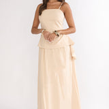 Riviera Romance Pleat Maxi Skirt Cream
