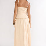 Riviera Romance Pleat Maxi Skirt Cream