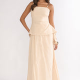 Riviera Romance Pleat Maxi Skirt Cream