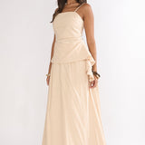 Riviera Romance Pleat Maxi Skirt Cream