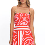 Jessamina Bead Strap Mini Dress Print Red