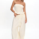 Norina Shirred Waist Pants Cream