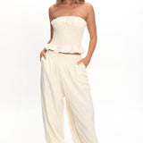Norina Shirred Waist Pants Cream