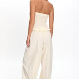 Norina Shirred Waist Pants Cream