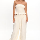 Norina Shirred Waist Pants Cream