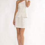 Alessora Button Trim Mini Skirt White