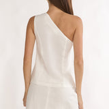 Alessora Button Trim Mini Skirt White