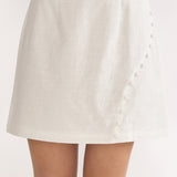 Alessora Button Trim Mini Skirt White