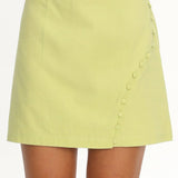 Alessora Button Trim Mini Skirt Lime