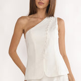 Alessora One Shoulder Top White