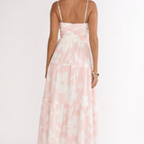 Darelle Tied Bodice Maxi Dress Floral Pink
