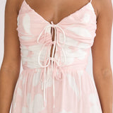Darelle Tied Bodice Maxi Dress Floral Pink