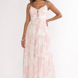 Darelle Tied Bodice Maxi Dress Floral Pink