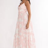 Darelle Tied Bodice Maxi Dress Floral Pink