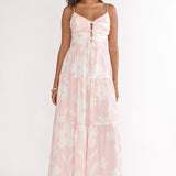 Darelle Tied Bodice Maxi Dress Floral Pink