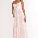 Darelle Tied Bodice Maxi Dress Floral Pink