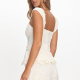 Tarelle Scalloped Edge Lace Shorts Cream