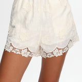Tarelle Scalloped Edge Lace Shorts Cream