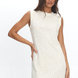 Alvena Crochet Lace Shift Dress Sequin White