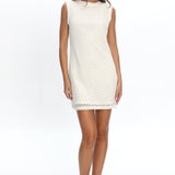 Alvena Crochet Lace Shift Dress Sequin White