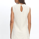 Alvena Crochet Lace Shift Dress Sequin White