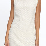 Alvena Crochet Lace Shift Dress Sequin White