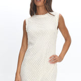 Alvena Crochet Lace Shift Dress Sequin White