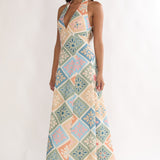Nolara A-Line Halterneck Maxi Dress Green Multi