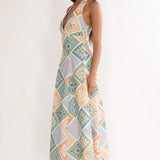 Nolara A-Line Halterneck Maxi Dress Green Multi
