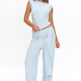 Love Somebody Sash Waist Pants Blue