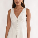 Maribelis Button Front Top White