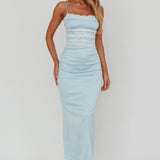 Kellan Lace Trim Maxi Dress Blue