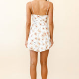 Sail Away Gathered Bust Frill Trim Summer Dress Floral Print White