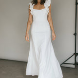 Bronte Ruffle Strap Midi Dress Cream