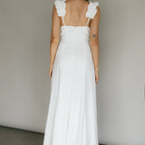 Bronte Ruffle Strap Midi Dress Cream