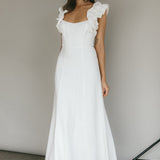 Bronte Ruffle Strap Midi Dress Cream
