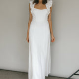 Bronte Ruffle Strap Midi Dress Cream