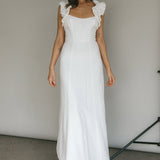 Bronte Ruffle Strap Midi Dress Cream