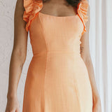 Bronte Ruffle Strap Midi Dress Papaya