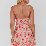 First Light Cami Strap Ruched Dress Floral Pink