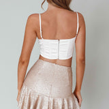 Paparazzi Ruffle Hem Sequin Mini Skirt Champagne