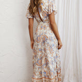 Kailee Short Sleeve Midi Dress Beige/Rust