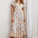 Kailee Short Sleeve Midi Dress Beige/Rust