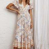 Kailee Short Sleeve Midi Dress Beige/Rust