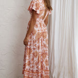 Kailee Short Sleeve Midi Dress Pink/Orange